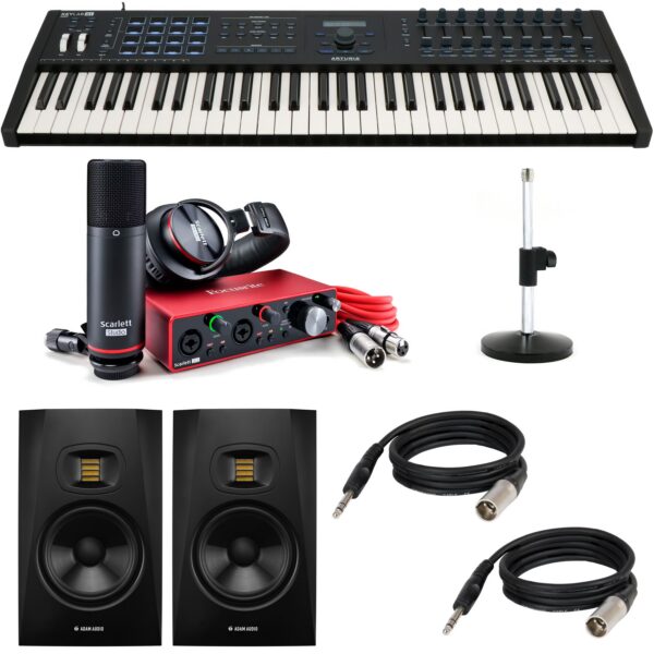 Arturia Keylab 61 MKII + Studio Bundle with 7-inch Studio Monitors and Cables