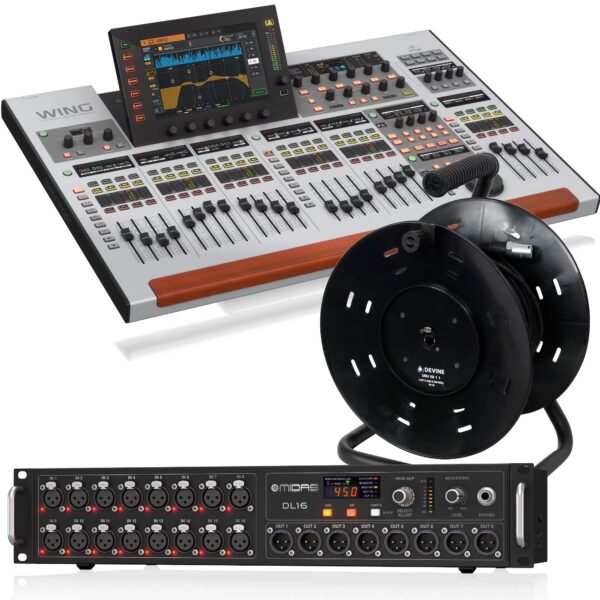 Behringer Wing 50-metre CAT5 Reel and Midas DL16 Snake