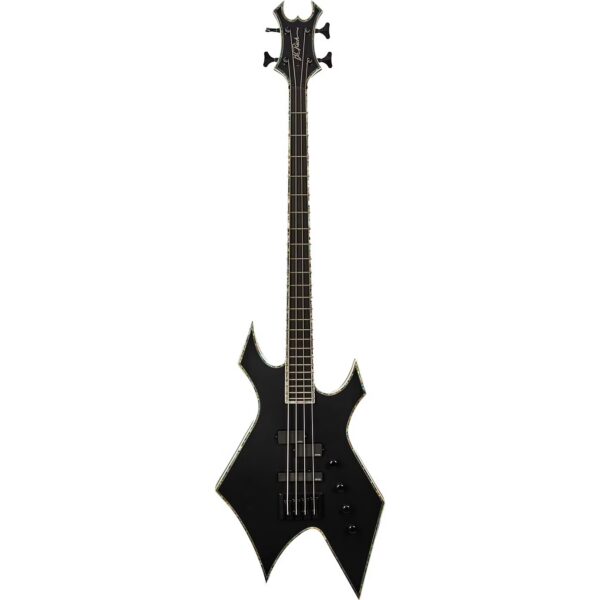 B.C. Rich Chris Kael Signature Warlock Bass Satin Black Electric Bass Guitar with Active EMG Pickups