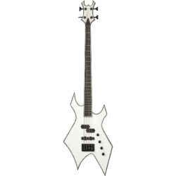 B.C. Rich Chris Kael Signature Warlock Bass Matte White Electric Bass Guitar with Active EMG Pickups