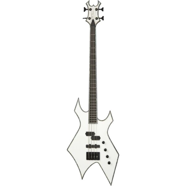 B.C. Rich Chris Kael Signature Warlock Bass Matte White Electric Bass Guitar with Active EMG Pickups