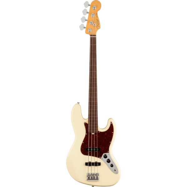 Fender American Professional II Jazz Bass FL Olympic White RW Fretless Electric Bass Guitar with Case