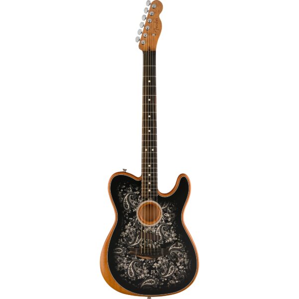 Fender American Acoustasonic Telecaster Black Paisley Limited Edition Guitar with Gig Bag